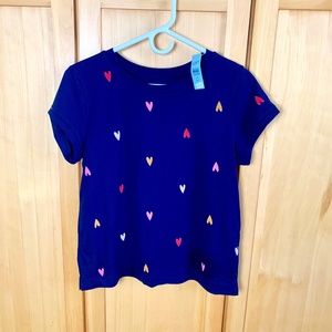 Loft Cozy Blue with Heart Print T-shirt, size M